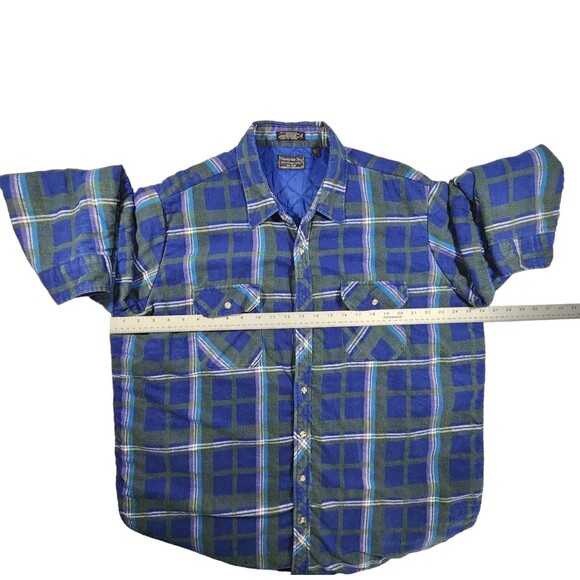 Christopher Hart Shirt Mens 2XL Blue Plaid Ranch Barn Lined Shacket Jacket - Picture 6 of 14